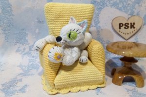 Работа Кот ручной работы, маленькая мягкая кошка вязаная крючком 3