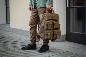 Мужской кожаный рюкзак, Рюкзак для путешествий  - Описание