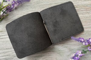 Гаманець затискач чоловічий чорний з кишенею для карток - Опис