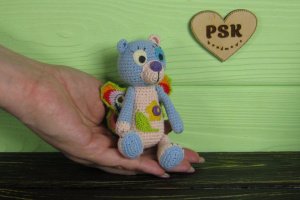 Крилатий ведмедик, в'язана гачком м'яка іграшка ведмідь PSK