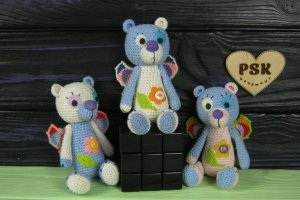 Крылатый мишка вязанная крючком мягкая игрушка медведь PSK 1 - Описание