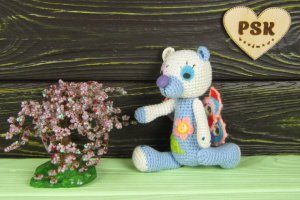 Крылатый мишка вязанная крючком мягкая игрушка медведь PSK 2