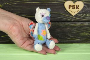 Крылатый мишка вязанная крючком мягкая игрушка медведь PSK 2 - Описание