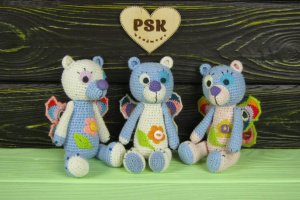 Крылатый мишка вязанная крючком мягкая игрушка медведь PSK 2 - Описание