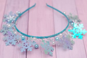 Обруч обідок сніжинки блакитний - Опис