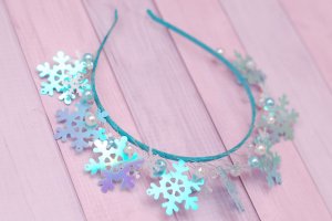 Обруч обідок сніжинки блакитний - Опис