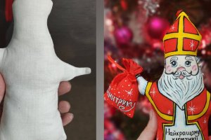 Святой Николай ,текстильная игрушка,елочное украшение - Описание
