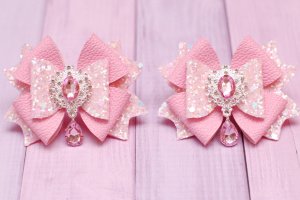 Рожеві банти бантики з екошкіри (4 шт) - Опис
