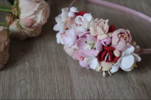 Обруч для волос с цветами ручной работы "Цветочная феерия" - Описание