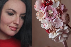 Обруч для волос с цветами ручной работы "Цветочная феерия" - Описание