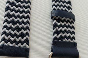 Ремень женский сине-белый плетеный - Описание