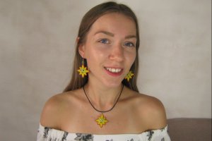Солнышко, вязаная подвеска ручной работы. Солнце смайлик PSK - Описание