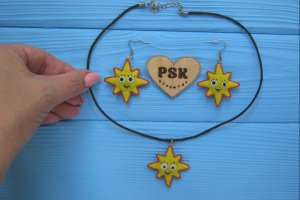 Сонця, сережки та підвіска. Набір ручної роботи прикрас - Опис