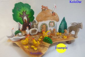 Птичий дворик. Деревянные игрушки ручной работы.
