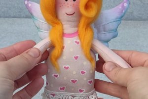 Ангел текстильная игрушка сувенир елочное украшение - Описание