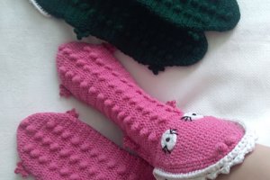 Шкарпетки - ′Звіроноски′ крокодильчики′ ручної роботи  - Опис