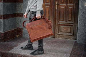Сумка под ноутбук и документы, Кожаная сумка ручной работы  - Описание