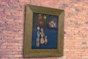 Феєрверк. Картина із морської гальки - Опис
