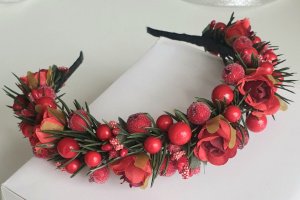 Новогодний обруч с елкой - Описание