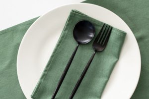 Льняная салфетка ручной работы 45 см x 45 см Зеленый - Описание