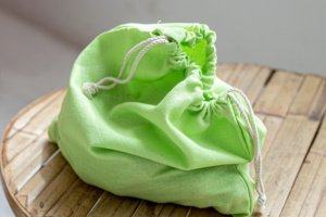 Сумка для хранения из льна 18 см x 22 см. Лайм. - Описание