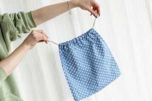 Торбинка для зберігання з бавовни 26см x 30см Блакитний  - Опис