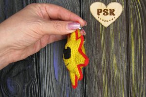 Сонце обличчя смайлик. В'язана вишита брошка ручної роботи 2 - Опис