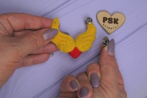 Сердце с крыльями ангела, вязаная брошка ручной работы PSK 2 - Описание
