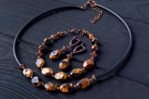 Серьги из тигриного глаза "Год Тигра -15" - Описание