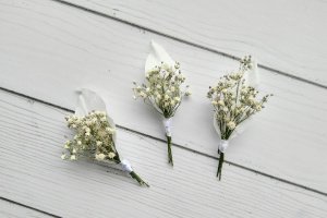 Бутоньерки для гостей на свадьбу с сухоцветами, рускус - Описание