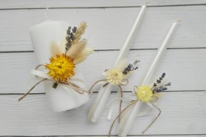 НАБІР ВЕСІЛЬНИХ СВІЧКІВ З СУХОЦВЕТАМИ 'СІМЕЙНИЙ осередок' - Опис