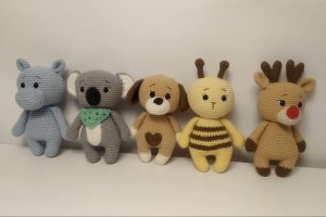 Іграшки тваринки: коала, собачка, олень, бджілка, бегемот - Опис