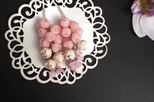 Рожеві сережки з півонією та сріблом - Опис