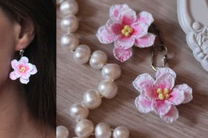 Розовые серьги фиалки - Описание