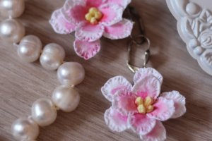 Розовые серьги фиалки - Описание