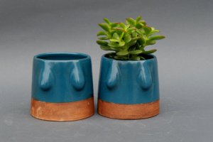 Керамічний бірюзовий вазон для квітів - Опис