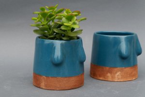 Керамічний бірюзовий вазон для квітів - Опис