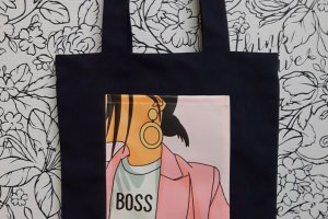 Робота Шопер з принтом "Boss" на зовнішній кишені
