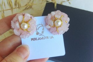 Серьги из розового кварца - Описание