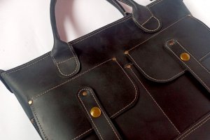 Кожаная сумка-портфель «Style 4», черный - Описание