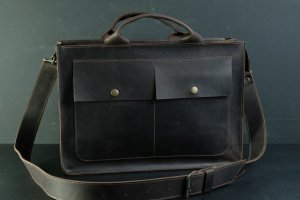 Кожаная мужская деловая сумка, мужской портфель - Описание
