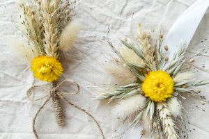 Работа Браслет на руку для невесты, жениха, бутоньерки с сухоцветов