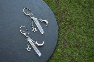 Серьги из хрусталя кварца Луна и звезда - Описание