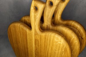 Набор из трёх кухонных разделочных досок с подставкой - Описание