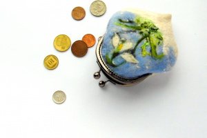 Валяний гаманець для монет Пролісок - Опис