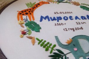 Вышита детская метрика. - Описание