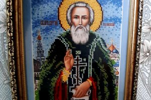 Икона именная бисером ручной работы - Описание