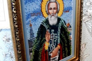 Икона именная бисером ручной работы - Описание