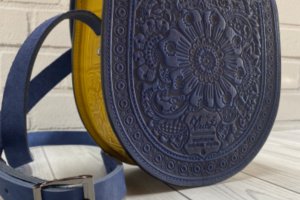 Шкіряна сумка в патріотичних кольорах, сумка синьо-жовта - Опис