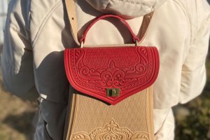 Красный кожаный рюкзак Городской рюкзак - Описание